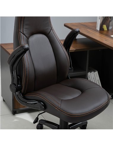 Vinsetto PU Leather Office Swivel Computer Desk Chair with Adjustable Height, Flip Up Armrests, Tilt Function, Dark Brown