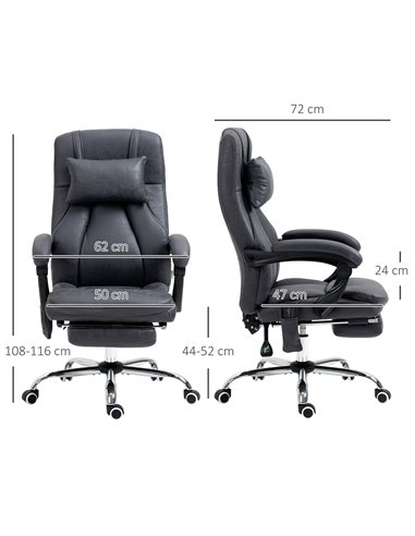 Vinsetto High Back Vibration Massage Office Chair with Headrest, Reclining Computer Chair with Footrest, Swivel Wheels, Remote