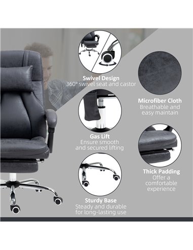 Vinsetto High Back Vibration Massage Office Chair with Headrest, Reclining Computer Chair with Footrest, Swivel Wheels, Remote