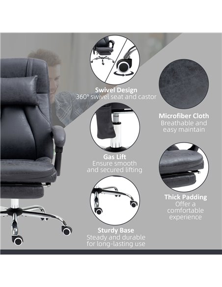 Vinsetto High Back Vibration Massage Office Chair with Headrest, Reclining Computer Chair with Footrest, Swivel Wheels, Remote - pic 27435 | FastDaddyshop