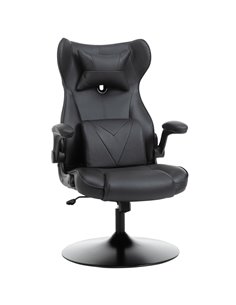 Vinsetto Racing Style Home Office Gaming Chair with Lumbar Support, Swivel Base, Flip-up Armrest, Headrest, Black
