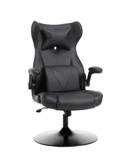 Vinsetto Racing Style Home Office Gaming Chair with Lumbar Support, Swivel Base, Flip-up Armrest, Headrest, Black - pic 27456 | FastDaddyshop