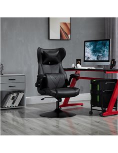 Vinsetto Racing Style Home Office Gaming Chair with Lumbar Support, Swivel Base, Flip-up Armrest, Headrest, Black 2
