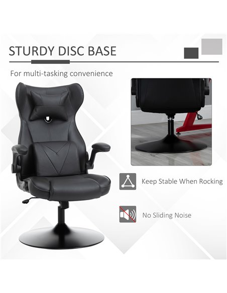 Vinsetto Racing Style Home Office Gaming Chair with Lumbar Support, Swivel Base, Flip-up Armrest, Headrest, Black - pic 27460 | FastDaddyshop