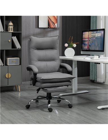 Vinsetto Reclining Vibration Massage Microfibre Office Chair with Heat, Footrest, Armrest, Double Padding, Grey