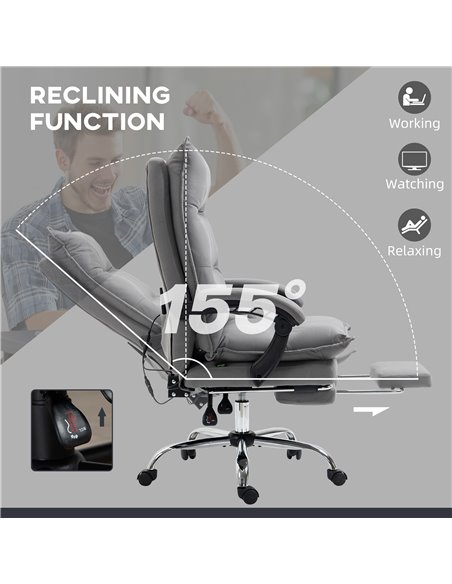 Vinsetto Reclining Vibration Massage Microfibre Office Chair with Heat, Footrest, Armrest, Double Padding, Grey - pic 27471 | FastDaddyshop
