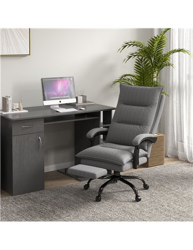 Vinsetto Reclining Vibration Massage Microfibre Office Chair with Heat, Footrest, Armrest, Double Padding, Grey