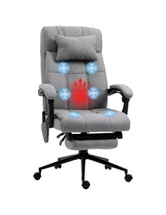 Vinsetto Vibration Massage Reclining Fabric Office Computer Chair with Heat, Head Pillow, Footrest, Armrest, Grey