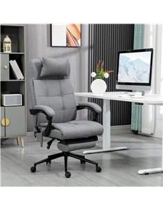 Vinsetto Vibration Massage Reclining Fabric Office Computer Chair with Heat, Head Pillow, Footrest, Armrest, Grey 2