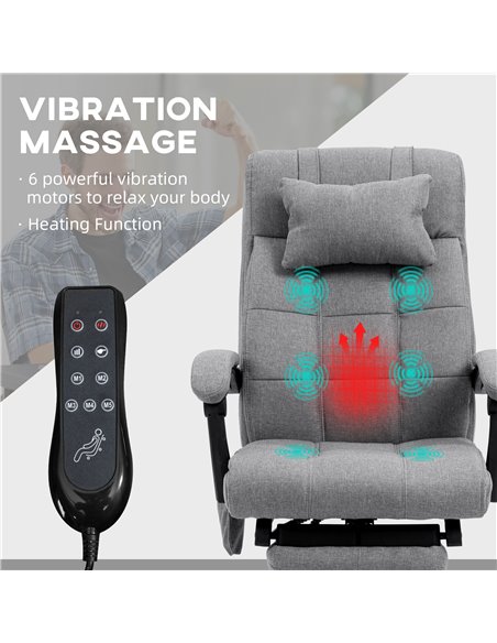 Vinsetto Vibration Massage Reclining Fabric Office Computer Chair, Grey 921-658V70GY - pic 27477 | FastDaddyshop