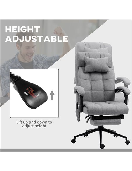Vinsetto Vibration Massage Reclining Fabric Office Computer Chair, Grey 921-658V70GY - pic 27478 | FastDaddyshop