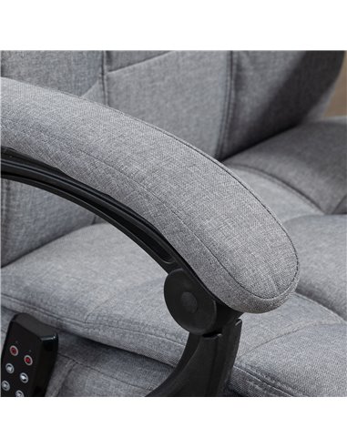 Vinsetto Vibration Massage Reclining Fabric Office Computer Chair with Heat, Head Pillow, Footrest, Armrest, Grey