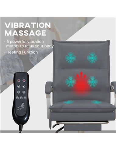 Vinsetto Vibration Massage Office Chair w/ Heat, Faux Leather Computer Chair w/ Footrest, Armrest, Reclining Back, Double-tier P