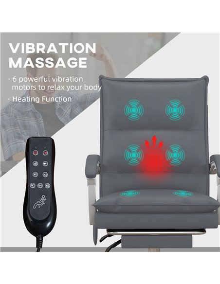 Vinsetto Vibration Massage Office Chair w/ Heat, Faux Leather Computer Chair w/ Footrest, Armrest, Reclining Back, Double-tier P - pic 27486 | FastDaddyshop