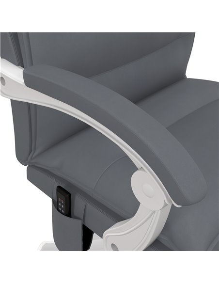 Vinsetto Vibration Massage Faux Leather Reclining Office Chair with Heat, Footrest, Armrest, Double-tier Padding, Grey - pic 27490 | FastDaddyshop