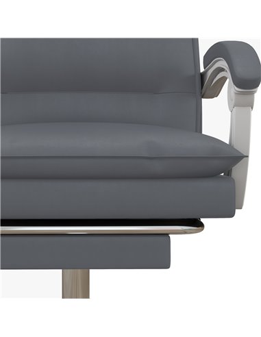 Vinsetto Vibration Massage Faux Leather Reclining Office Chair with Heat, Footrest, Armrest, Double-tier Padding, Grey