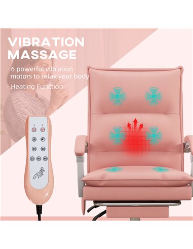 Vinsetto Vibration Massage Faux Leather Reclining Office Chair, Pink 921-660V70PK