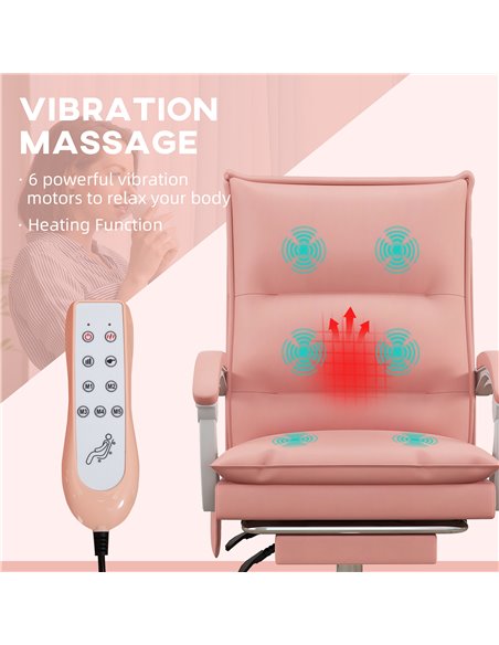 Vinsetto Vibration Massage Faux Leather Reclining Office Chair, Pink 921-660V70PK - pic 27495 | FastDaddyshop