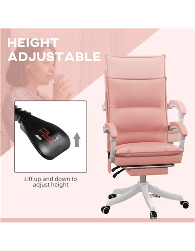 Vinsetto Vibration Massage Faux Leather Reclining Office Chair, Pink 921-660V70PK