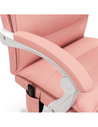 Vinsetto Vibration Massage Faux Leather Reclining Office Chair with Heat, Footrest, Armrest, Double-tier Padding, Pink