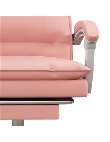 Vinsetto Vibration Massage Faux Leather Reclining Office Chair with Heat, Footrest, Armrest, Double-tier Padding, Pink