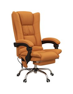 Vinsetto Vibration Massage Office Chair with Heat, PU Leather Computer Chair with Footrest, Armrest, Reclining Back, Light Brown