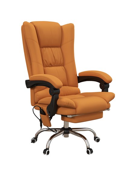 Vinsetto Vibration Massage Office Chair with Heat, PU Leather Computer Chair with Footrest, Armrest, Reclining Back, Light Brown - pic 27501 | FastDaddyshop