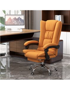 Vinsetto Vibration Massage Office Chair with Heat, PU Leather Computer Chair with Footrest, Armrest, Reclining Back, Light Brown 2