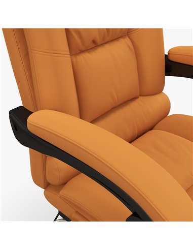 Vinsetto Vibration Massage Office Chair with Heat, PU Leather Computer Chair with Footrest, Armrest, Reclining Back, Light Brown
