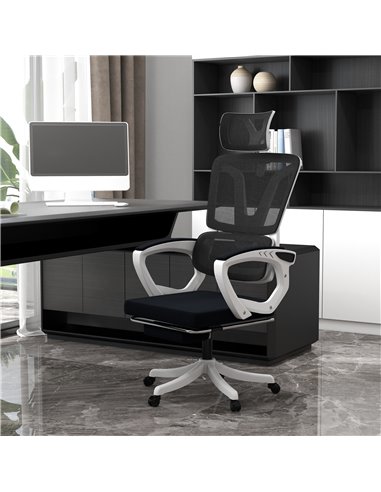 Vinsetto Mesh Reclining Office Chair with Adjustable Headrest, Lumbar Support, Foot Rest, Adjustable Height, Black