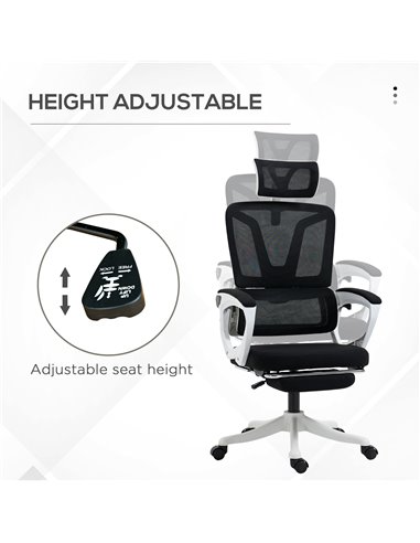 Vinsetto Mesh Reclining Office Chair with Lumbar Support, Black 921-678V71BK