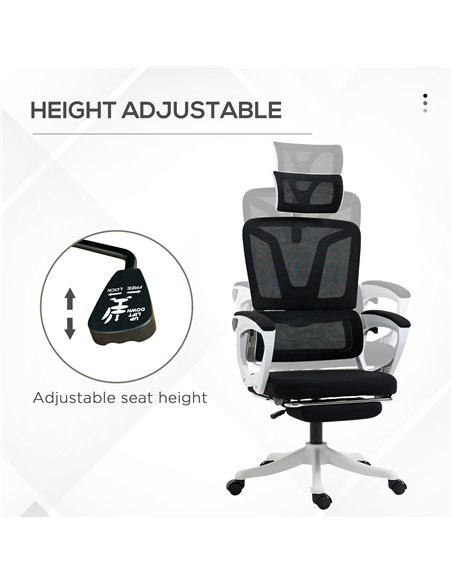 Vinsetto Mesh Reclining Office Chair with Lumbar Support, Black 921-678V71BK - pic 27513 | FastDaddyshop