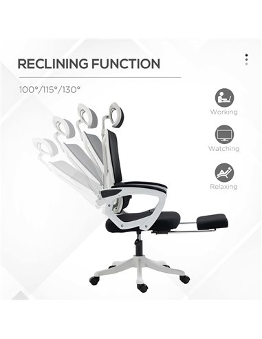 Vinsetto Mesh Reclining Office Chair with Lumbar Support, Black 921-678V71BK