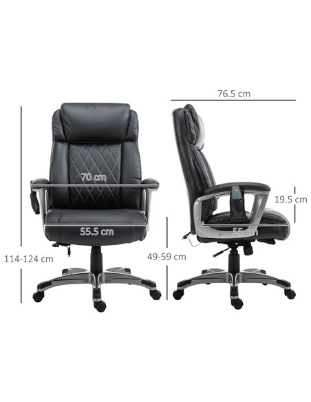 Vinsetto Executive 6-Point Vibration Massage Office Chair with Armrest, Adjustable Height, Black - pic 27521 | FastDaddyshop