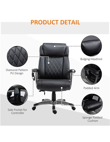 Vinsetto Massage Office Chair High Back with Armrest 6-Point Vibration Executive Chair with Adjustable Height Black