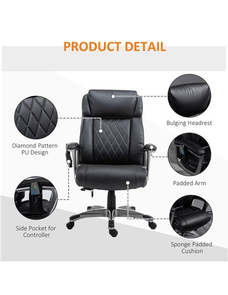 Vinsetto Massage Office Chair High Back with Armrest 6-Point Vibration Executive Chair with Adjustable Height Black - pic 27525 | FastDaddyshop