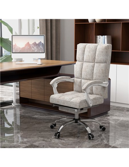 Vinsetto Executive Vibration Massage Office Chair, Microfibre Computer Chair with Armrest, 135° Reclining Back, Beige - pic 27529 | FastDaddyshop