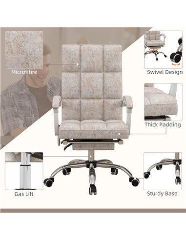 Vinsetto Executive Vibration Massage Office Chair, Microfibre Computer Chair with Armrest, 135° Reclining Back, Beige