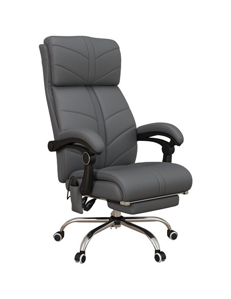 Vinsetto Vibration Massage Office Chair with Heat, PU Leather Computer Chair with Footrest, Armrest, Reclining Back, Grey - pic 27537 | FastDaddyshop