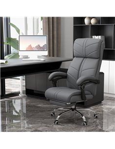 Vinsetto Vibration Massage Office Chair with Heat, PU Leather Computer Chair with Footrest, Armrest, Reclining Back, Grey 2