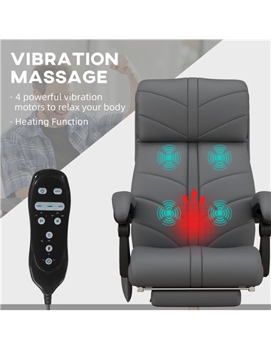 Vinsetto Vibration Massage PU Leather Computer Office Chair, Grey 921-664V70GY