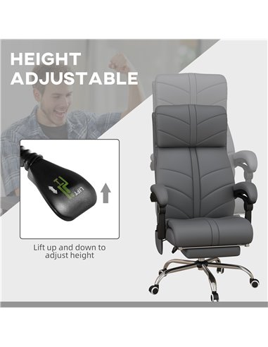 Vinsetto Vibration Massage PU Leather Computer Office Chair, Grey 921-664V70GY