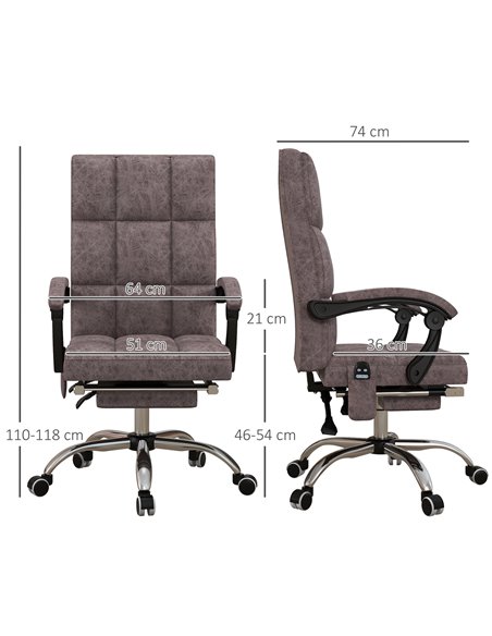 Vinsetto Executive Vibration Massage Office Chair, Microfibre Computer Chair with Armrest, 135° Reclining Back, Charcoal Grey - pic 27548 | FastDaddyshop