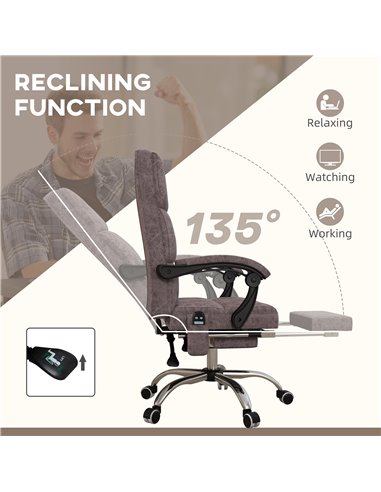 Vinsetto Executive Vibration Massage Office Chair, Microfibre Computer Chair with Armrest, 135° Reclining Back, Charcoal Grey