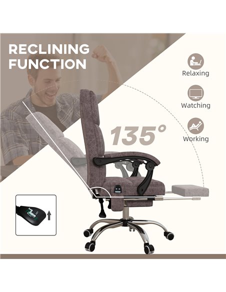 Vinsetto Executive Vibration Massage Office Chair, Microfibre Computer Chair with Armrest, 135° Reclining Back, Charcoal Grey - pic 27551 | FastDaddyshop