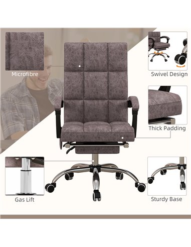 Vinsetto Executive Vibration Massage Office Chair, Microfibre Computer Chair with Armrest, 135° Reclining Back, Charcoal Grey