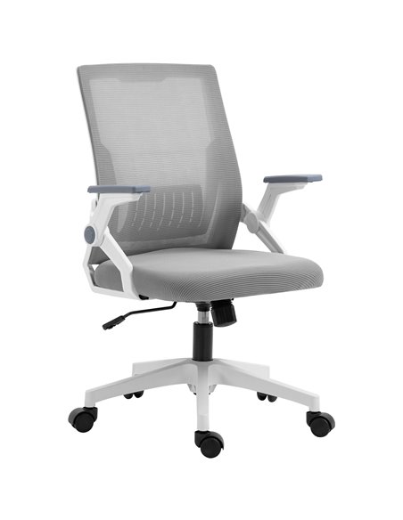 Vinsetto Mesh Office Chair, Desk Chair with Lumbar Support, Flip-up Armrest, Swivel Wheels, Adjustable Height, Grey - pic 27555 | FastDaddyshop