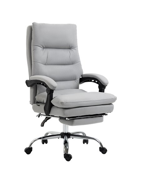 Vinsetto Vibration Massage Microfibre Reclining Office Chair with Heat, Footrest, Armrest, Double-tier Padding, Grey - pic 27564 | FastDaddyshop