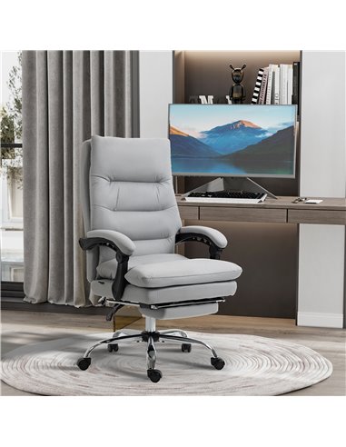 Vinsetto Vibration Massage Microfibre Reclining Office Chair with Heat, Footrest, Armrest, Double-tier Padding, Grey