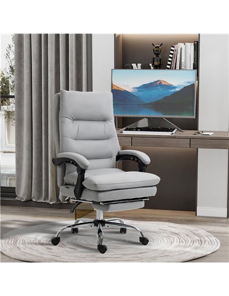 Vinsetto Vibration Massage Microfibre Reclining Office Chair with Heat, Footrest, Armrest, Double-tier Padding, Grey - pic 27565 | FastDaddyshop